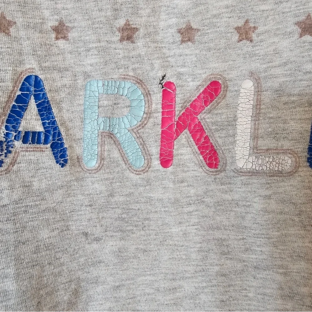 Kid's sz 4‎ Heather Gray Born To Sparkle Graphic Distressed Tee Shirt Summer